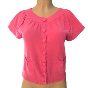 August Silk Pink Button Front Sweater S
